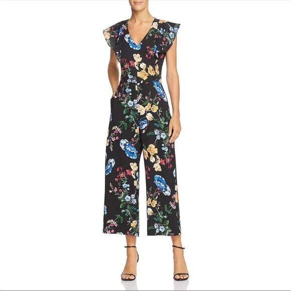 PARKER | Tommi Floral Flutter Sleeve Black Jumpsuit Cropped Women’s Size 6 - Picture 14 of 14